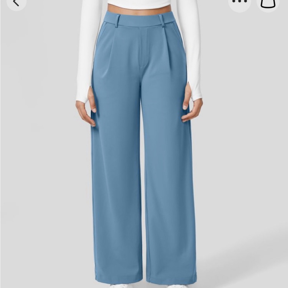 Halara High Waisted Plicated Side Pocket Straight Leg Work Pants NWT